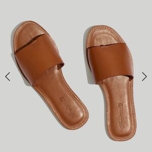 Madewell Boardwalk Post Slide Sandal in English Saddle